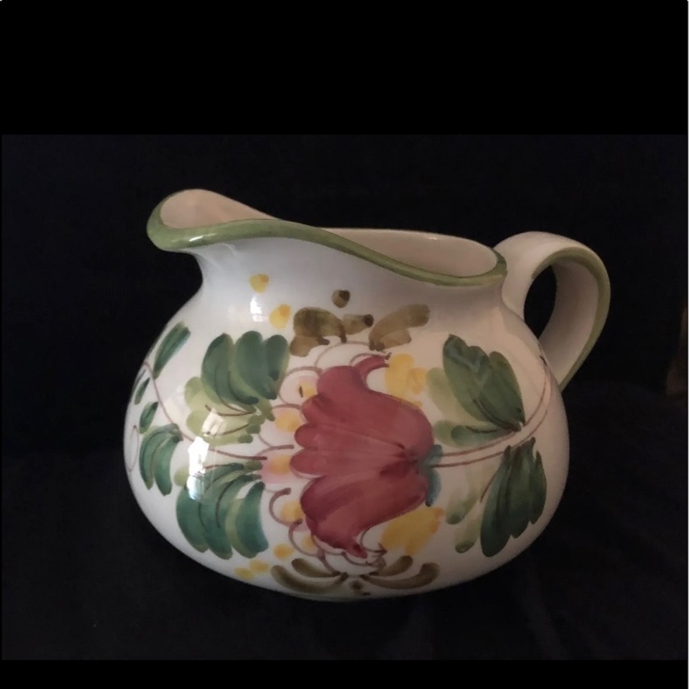 VINTAGE🇮🇹 FTD HAND PAINTED FLORAL  PITCHER